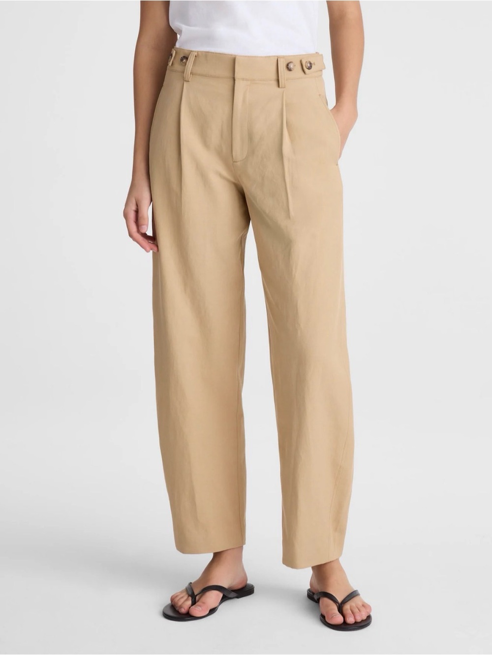 Madewell The Barrel-Leg Pant in Drapey Twill Tan Sz 4 NWT $118